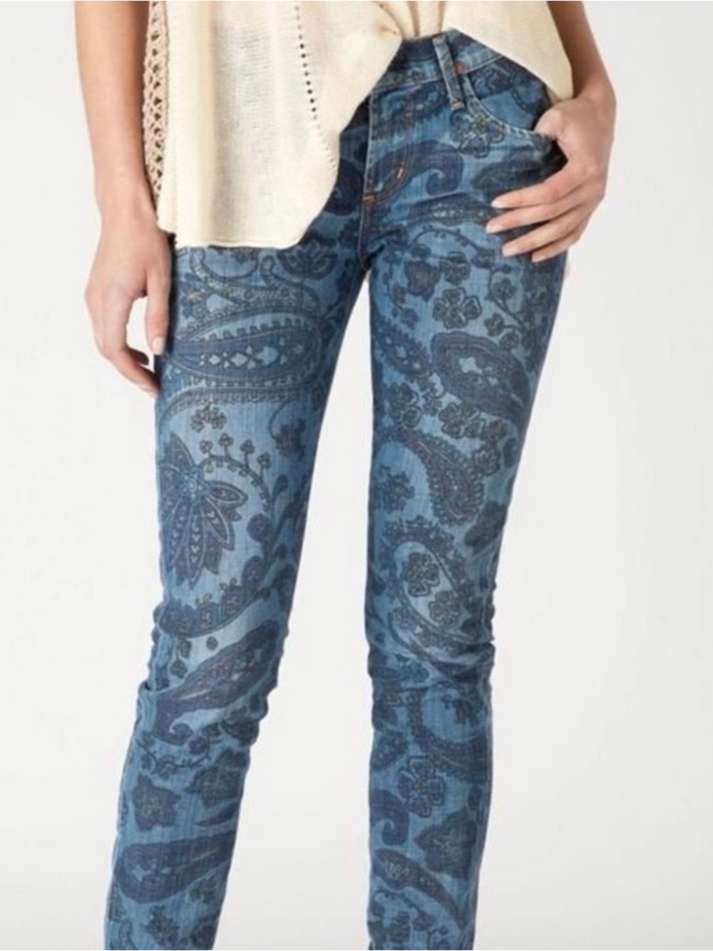 Citizens Of Humanity Blue Paisley-Print Skinny Jeans